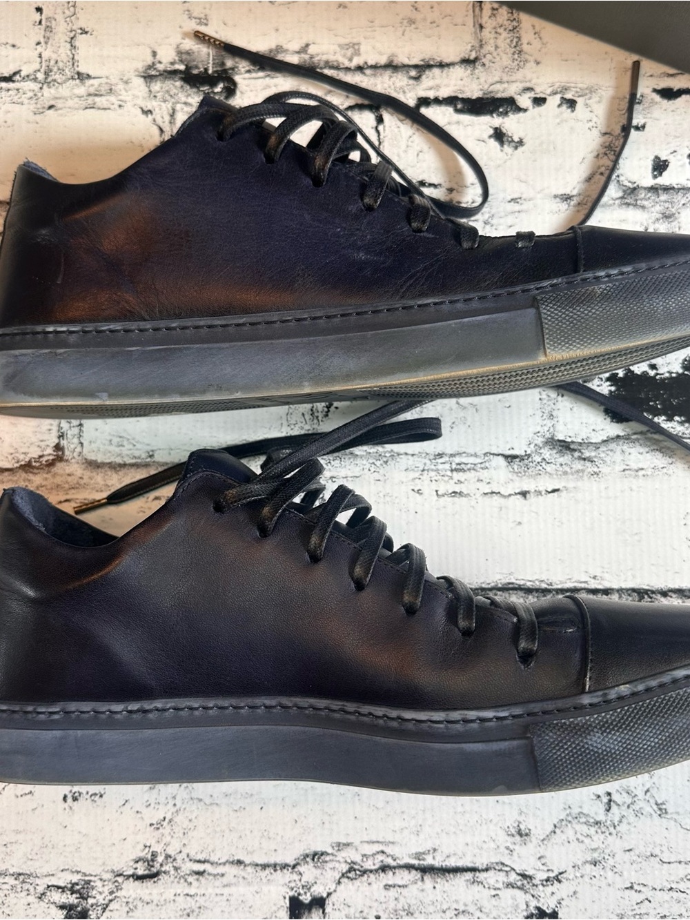 John Varvatos Reed Low Top Midnight Navy Leather Sneakers Men’s 10.5 - Picture 4 of 5